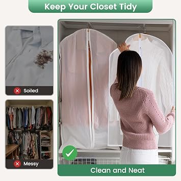 Carbrea 12 Pack Translucent Garment Bags for Hanging Clohes - 24 x 49