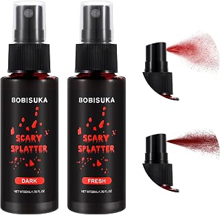 BOBISUKA 2PCS Dark+Fresh Fake Blood Spray Set- Realistic Effects Fake Blood Stage Blood for Halloween Costume Clothes Zombie Vampire and Monster SFX Makeup & Dress Up