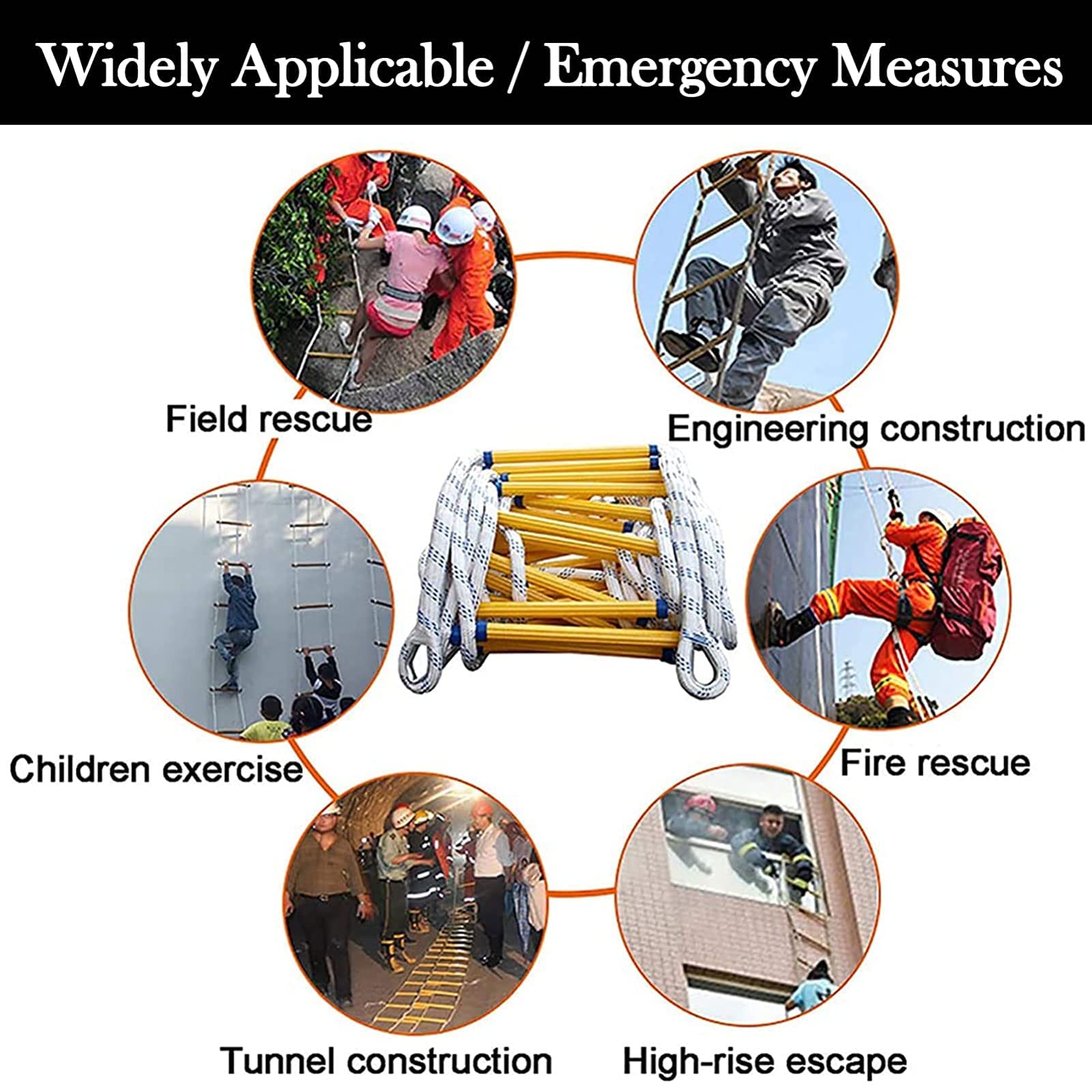 Scale Antincendio, Scale Di Corda Scale Di Corda Di Sicurezza Di Emergenza Ignifughe, per Scale Antincendio per Arrampicata Domestica/Rope Ladder/8M