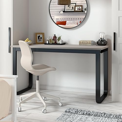 Miniatura 3 de Jerry & Maggie Escritorio de trabajo de 55 pulgadas para escritorio de oficina en casa, escritorio grande con patas de metal en U para estudio, mesa