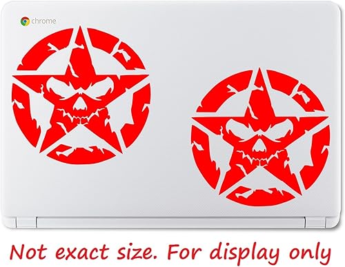 Miniatura 6 de URI728-R - 2 calcomanías de vinilo con diseño de calavera y estrella, para autos, camiones, SUV, motocicletas, ventanas, color rojo, 5.5 pulgadas,