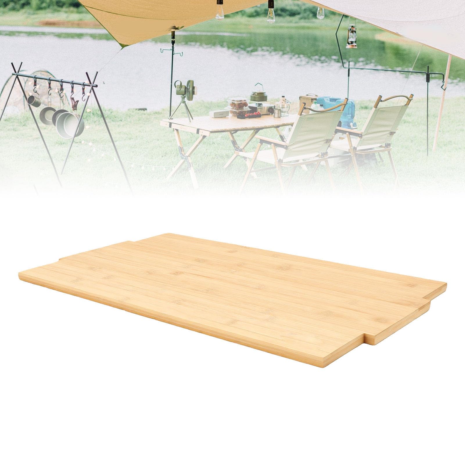 ASHATA Solid Wood Camping Table Top do Outdoor Dining Picnic (Square Edge)
