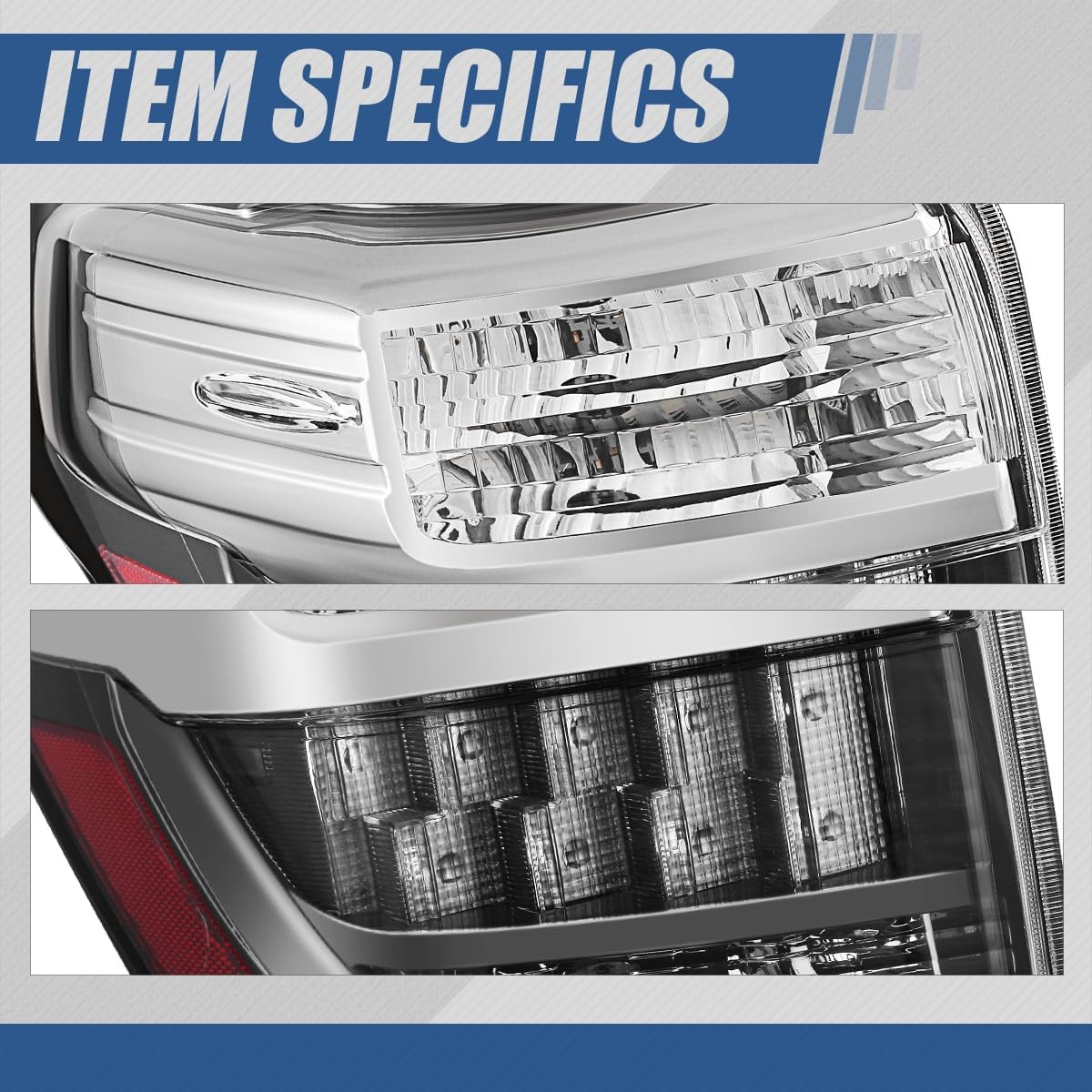 Auto Dynasty Rear Brake Tail Lights Assembly Compatible with 2014 2015 2016 2017 2018 2019 2020 2021 2022 2023 2024 Toyota 4Runner 2014-2024, Driver Left Side, Chrome Housing Red/Clear Lens