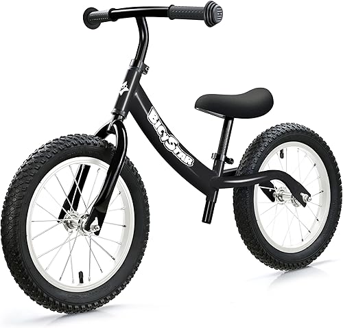 Miniatura 9 de Bicicleta de equilibrio de 14 pulgadas para niños de 3 a 6 años, neumáticos de aire de goma real, bicicleta para niños sin pedal con asiento y