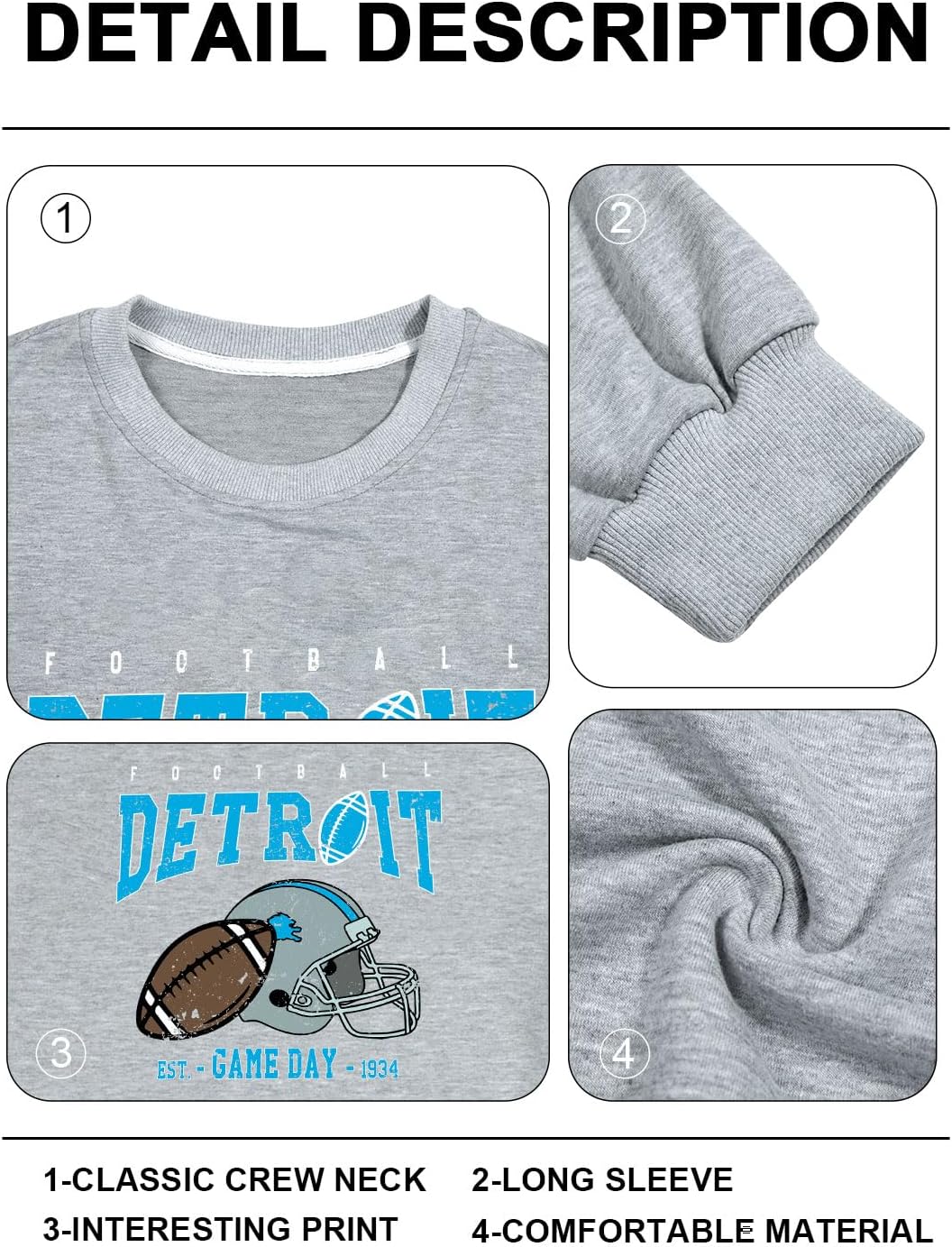 MAXIMGR Football Sweatshirt Women Game Day Sweatshirts Football Team Fans Pullover Shirt Sunday Funday Long Sleeve Tops - Image 6