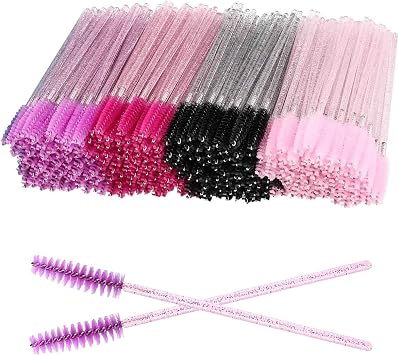 200 Pcs Mascara Wands, Disposable Eyelash Spoolies 4 Colors Eyelash Brushes Applicator Cosmetic Makeup Brush Tool Kits