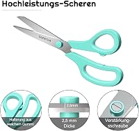 SEANTUA Rozsdamentes Acél Olló Készlet, 3 db 21 cm-es Olló Éles 2,5 mm Vastag Pengékkel, Kényelmes Markolattal, Irodai, Iskolai és Otthoni H 4