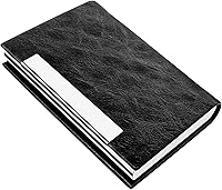 Vista 14 de Padike - Tarjetero profesional de cuero PU y acero inoxidable multitarjeta para hombres y mujeres. Estuche para tarjetas de crédito, carné de Negro