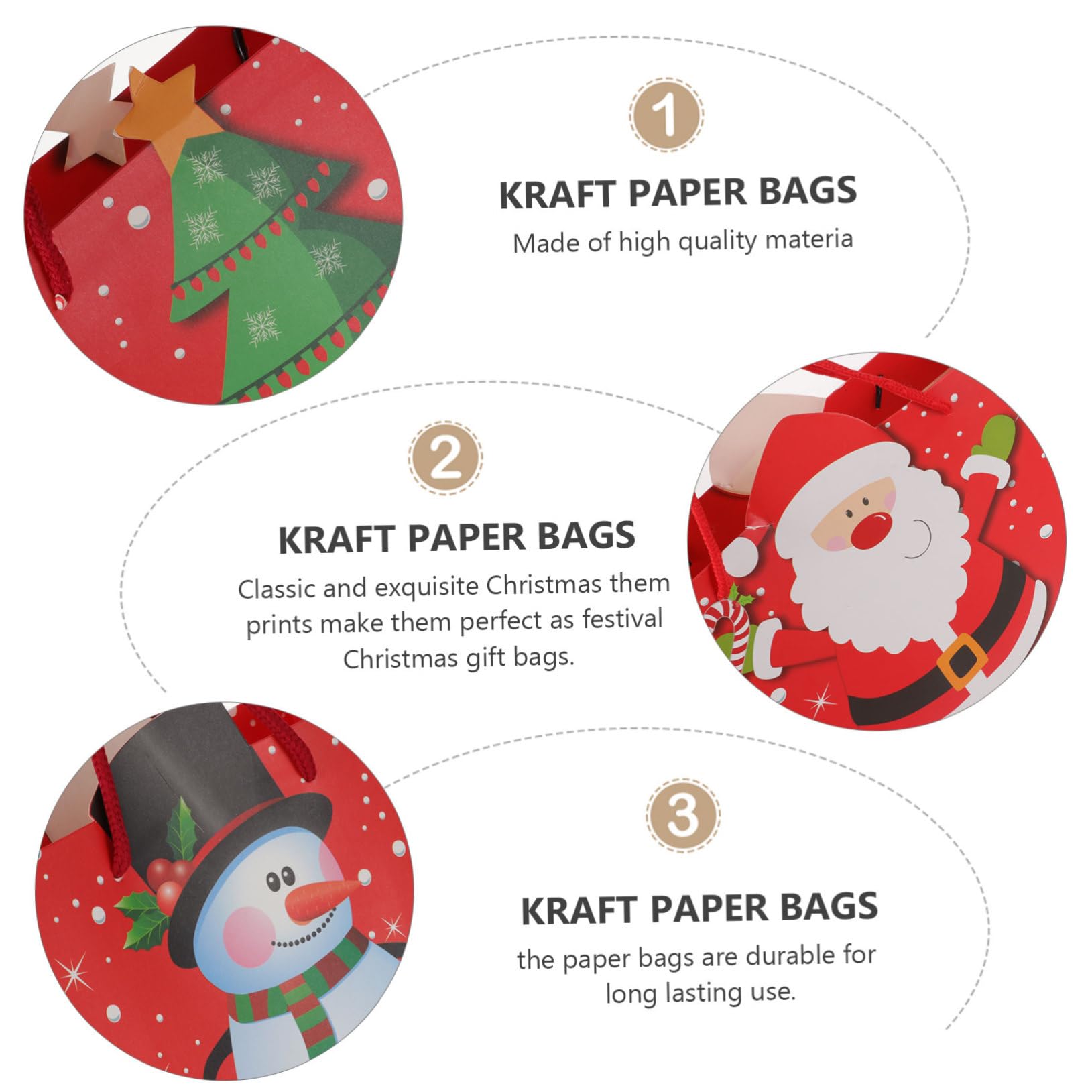 OATIPHO 12pezzi Sacchetti di Carta Kraft per Regali Sacchetti Portaoggetti Natalizi e Snack per Feste e Conservazione