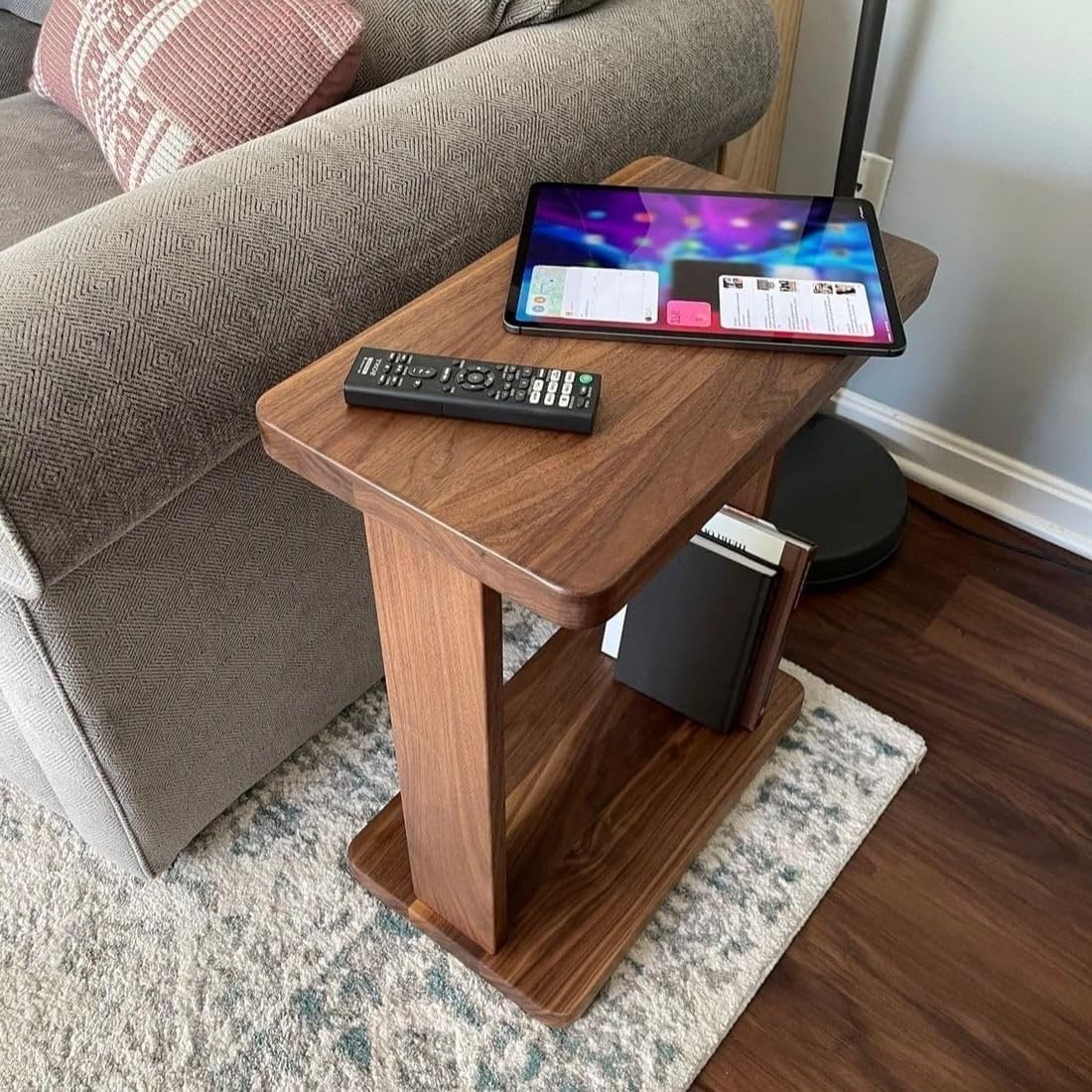 Solid Wood Side End Table – Modern Tea Table for Living Room, Bedside or Sofa Use, Compact Accent Furniture with Storage Shelf-image-0