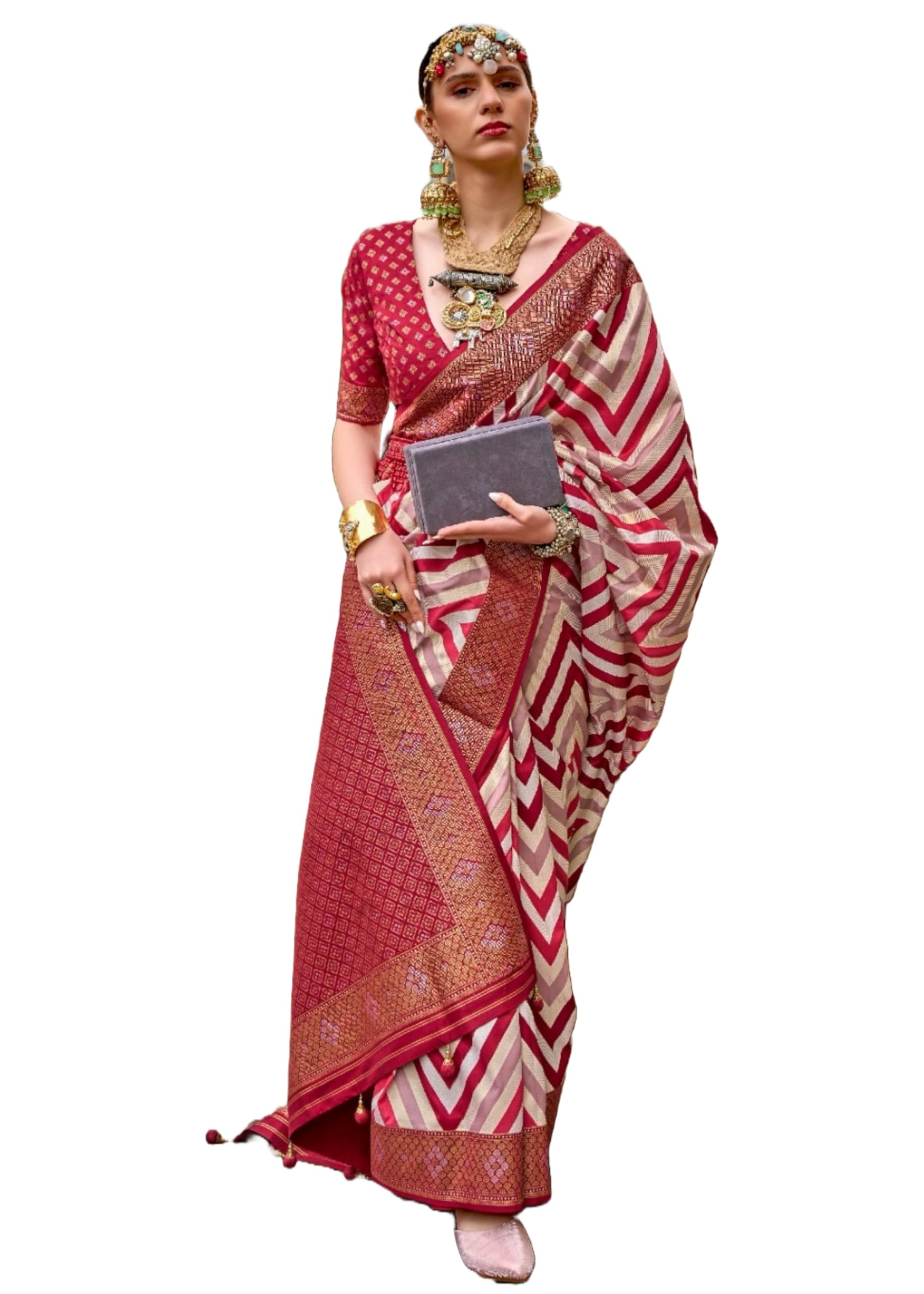 Sari en soie avec bordure Bollywood d'exception pour cérémonie