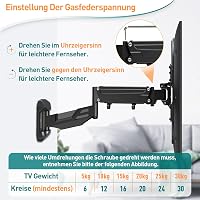 Suport TV și monitor de perete ELIVED reglabil pe înălțime, 23-55 inchi, până la 25 kg, VESA max 400x400, cu arc pe gaz, înclinabil și rotativ, EV031 8