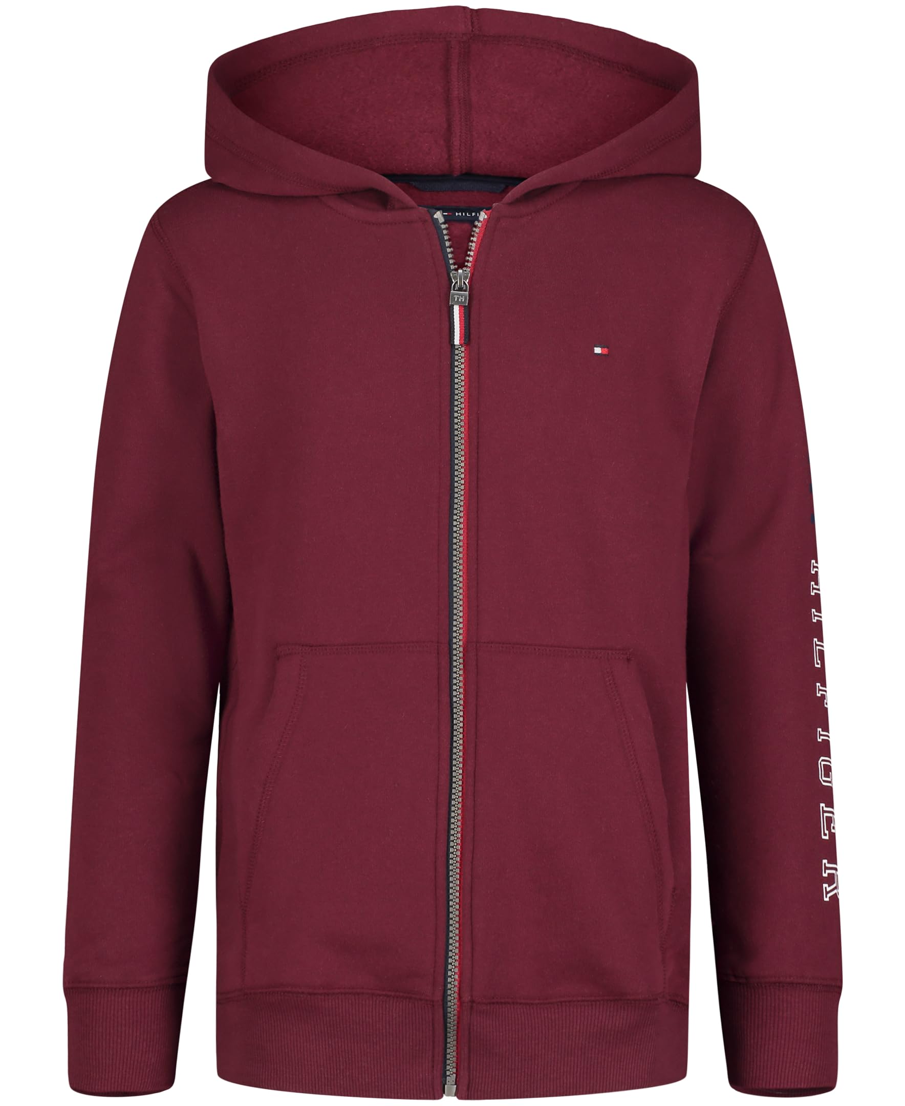 Tommy Hilfiger boys Long Sleeve Fleece Full Zip Hoodie With Front Pockets