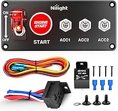 Nilight Ignition Rocker Switch Panel 12V 5 in 1 with Engine Push Button Toggle