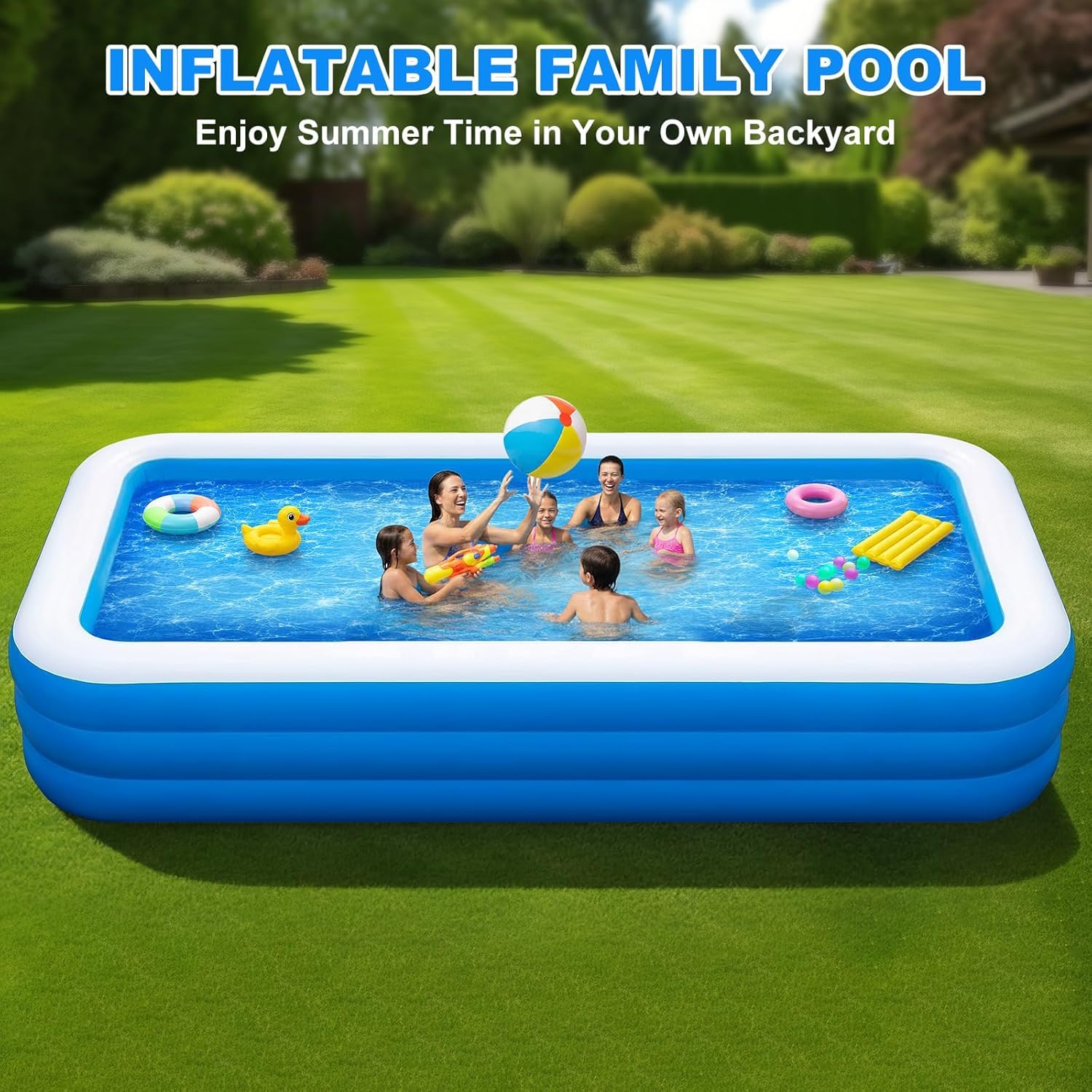 Piscina Gonfiabile Extra Large per Adulti E Famiglie, 120x70x22 Cm, Piscina Gonfiabile Rinforzata per Giardino, Cortile, Divertimento Allaperto E Relax Estivo.