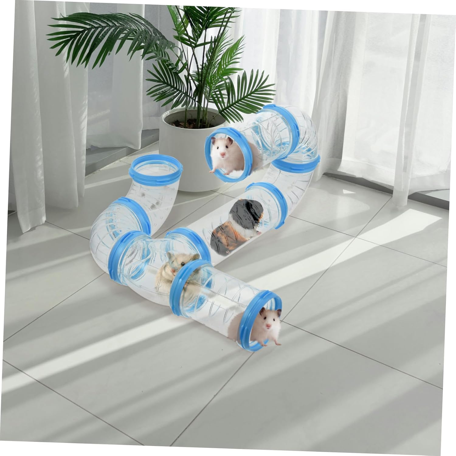 2 Sets DIY Hamster Clear Tube Tunnel Kit External Cage Expansion Accessories for Small Pets Like Hamsters Gerbils Guinea Pigs Plastic Transparent for Interactive Pet Playground