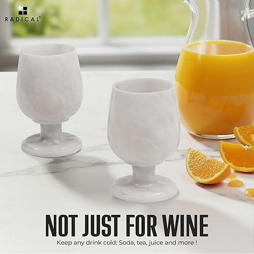 Miniatura 2 de Radicaln Juego de 2 copas de vino de mármol hechas a mano con tallo blanco de 5 pulgadas para decoración del bar del hogar, copas de vino blanco y