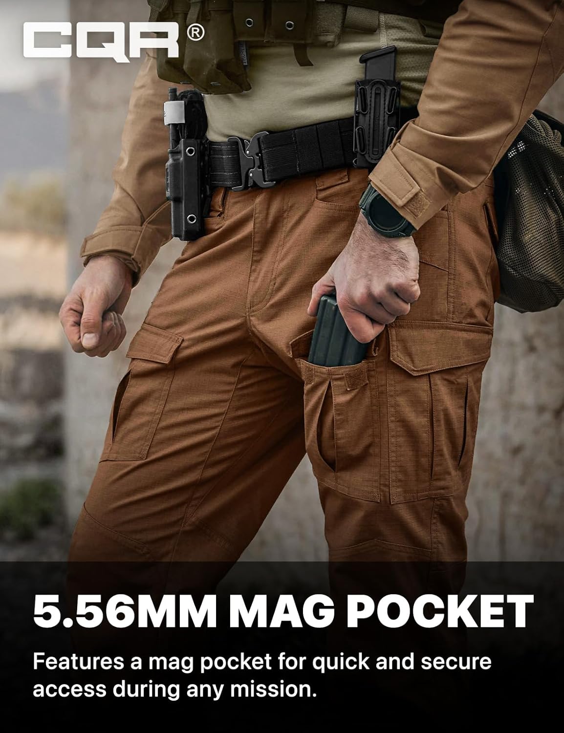 CQR Men's Flex Ripstop Tactical Pants, Water Resistant Stretch Cargo Pants, Lightweight EDC Hiking Work Pants - Image 5