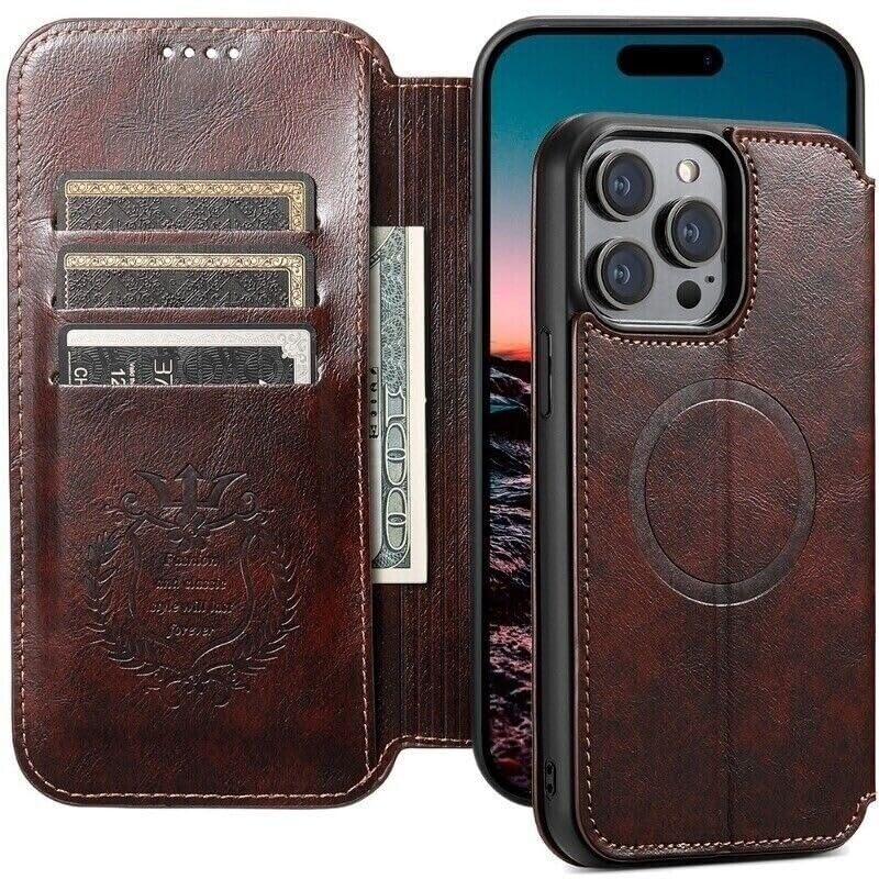Housse portefeuille iPhone 16 Pro Max marron pour simplifier vos déplacements