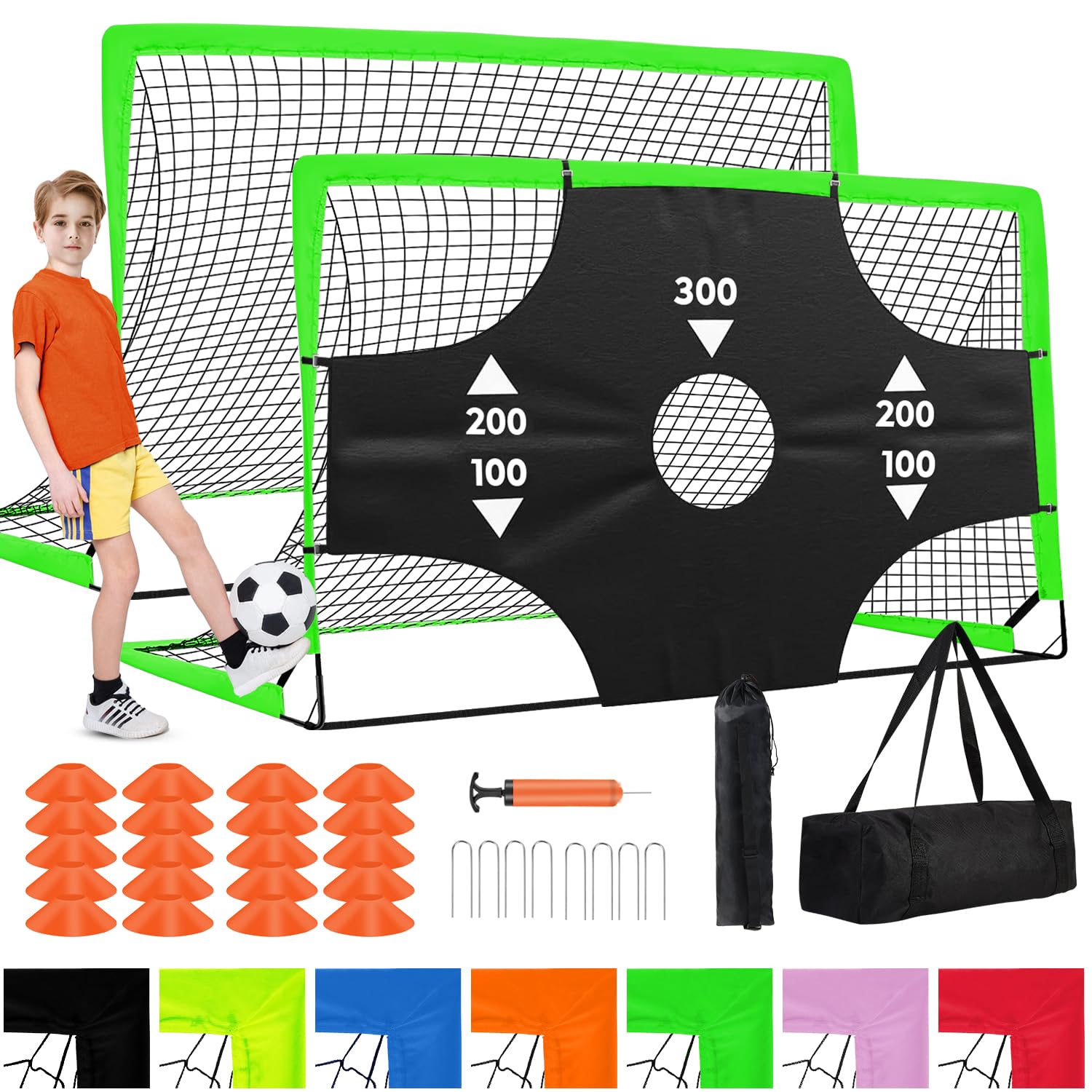 Portable Pop Up Soccer Goal - 6x4ft Backyard Training Equipment with Soccer Ball, Scoring Target Cloth, and Conesl,Fencing Training Equipment，Baseball