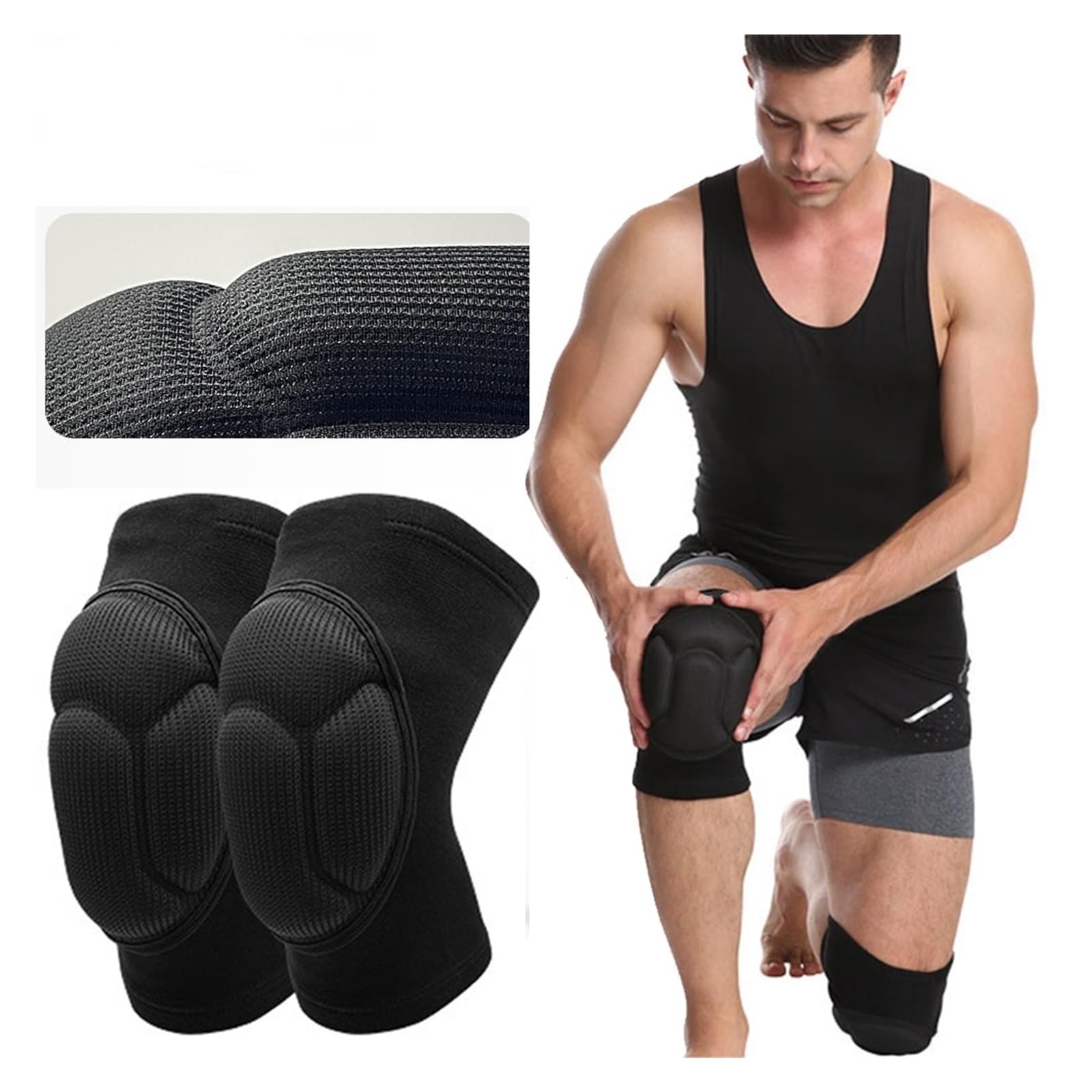 MRKU Genouillères de Sport antidérapantes, 1 Paire, épaisses, pour Le Football et Le Volley-Ball.