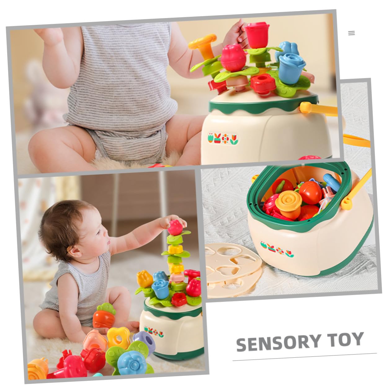 Gatuida Juguetes de Rompecabezas Cuentas de Cesta de Flores Juguete Educativo para Preescolar Motricidad Fina Sensorial para Pequeños