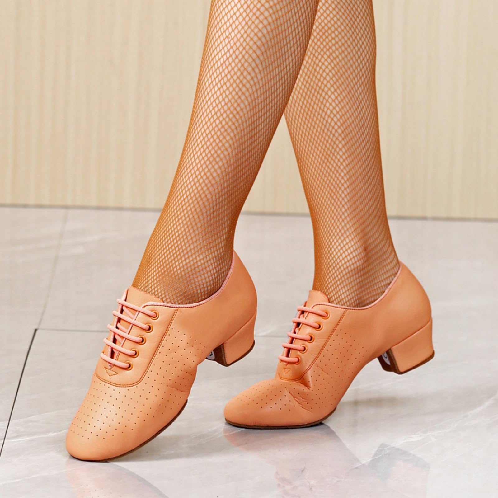 Hixingo Chaussures de Danse Grand Confort Femme Talon 5 CM, Chaussures de Danse Latine Femme Bout Fermé pour Salsa Bachata, Jazz, Latin, Standard, Rumba, Cha Cha