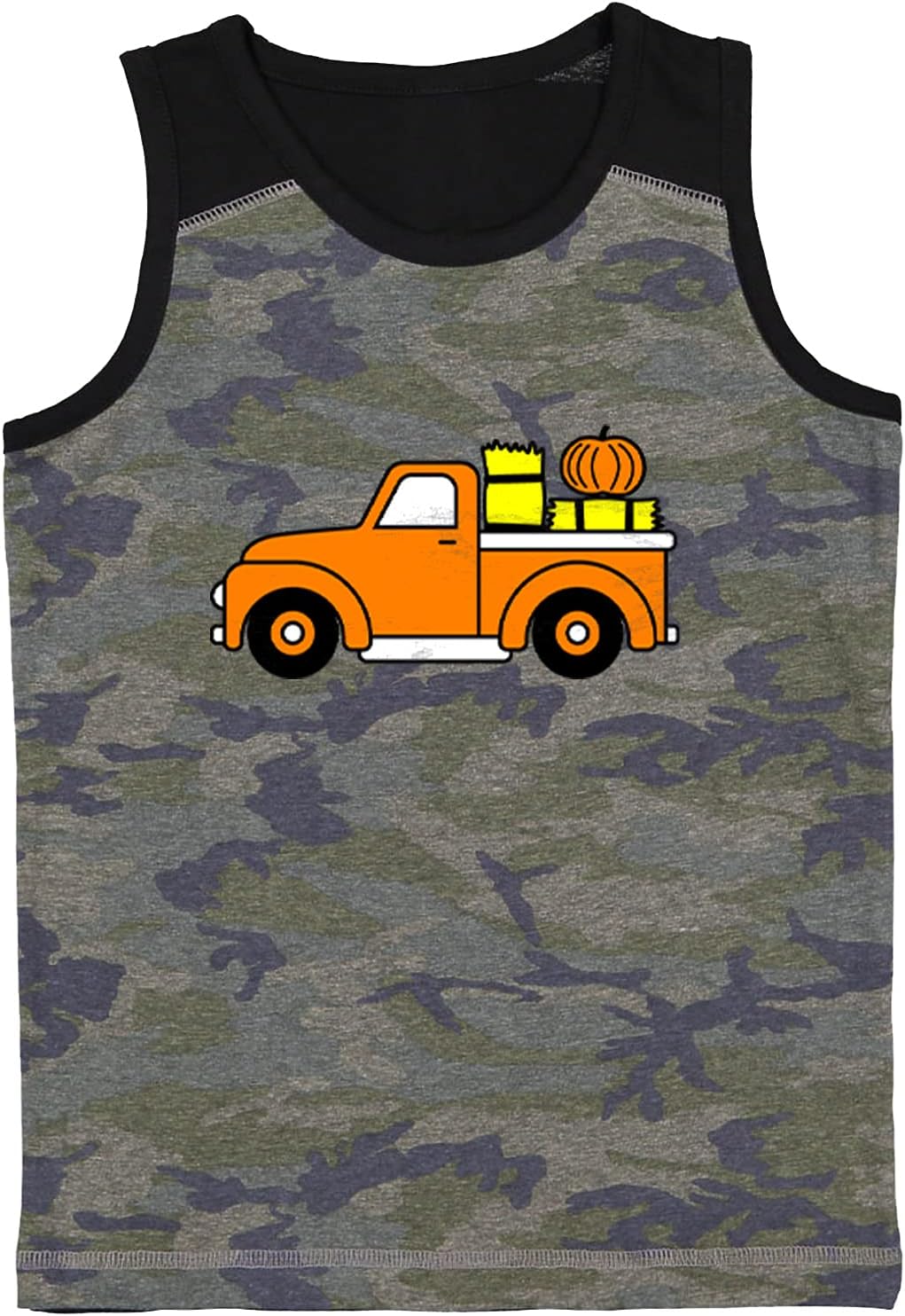 Fall Pickup Truck - Hay Ride Pumpkins Youth Contrast Back Tank Top