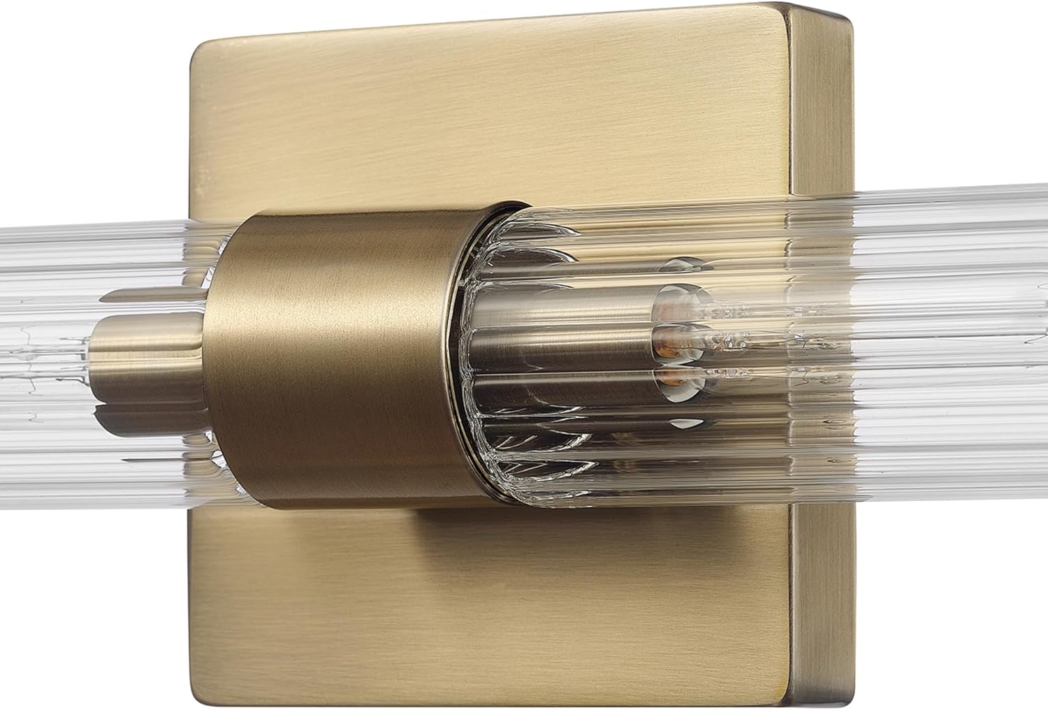 GLOBE Electric 63000052 18" 2-Light Vanity Light, Matte Brass Finish, Ribbed Glass Shade, Bathroom Décor, Home Décor, Home Improvement, Soft Glam Light, Makeup Lighting, Beauty Room Accessories