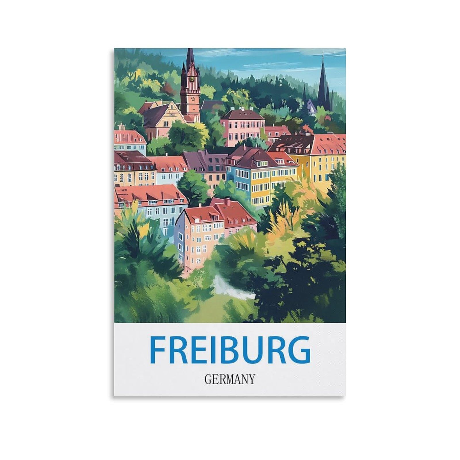 Whcheeh Unframe-Style Freiburg Germany Vintage Travel Posters 08X12inch(20X30cm) Canvas Art Print Wall Art Decor Picture