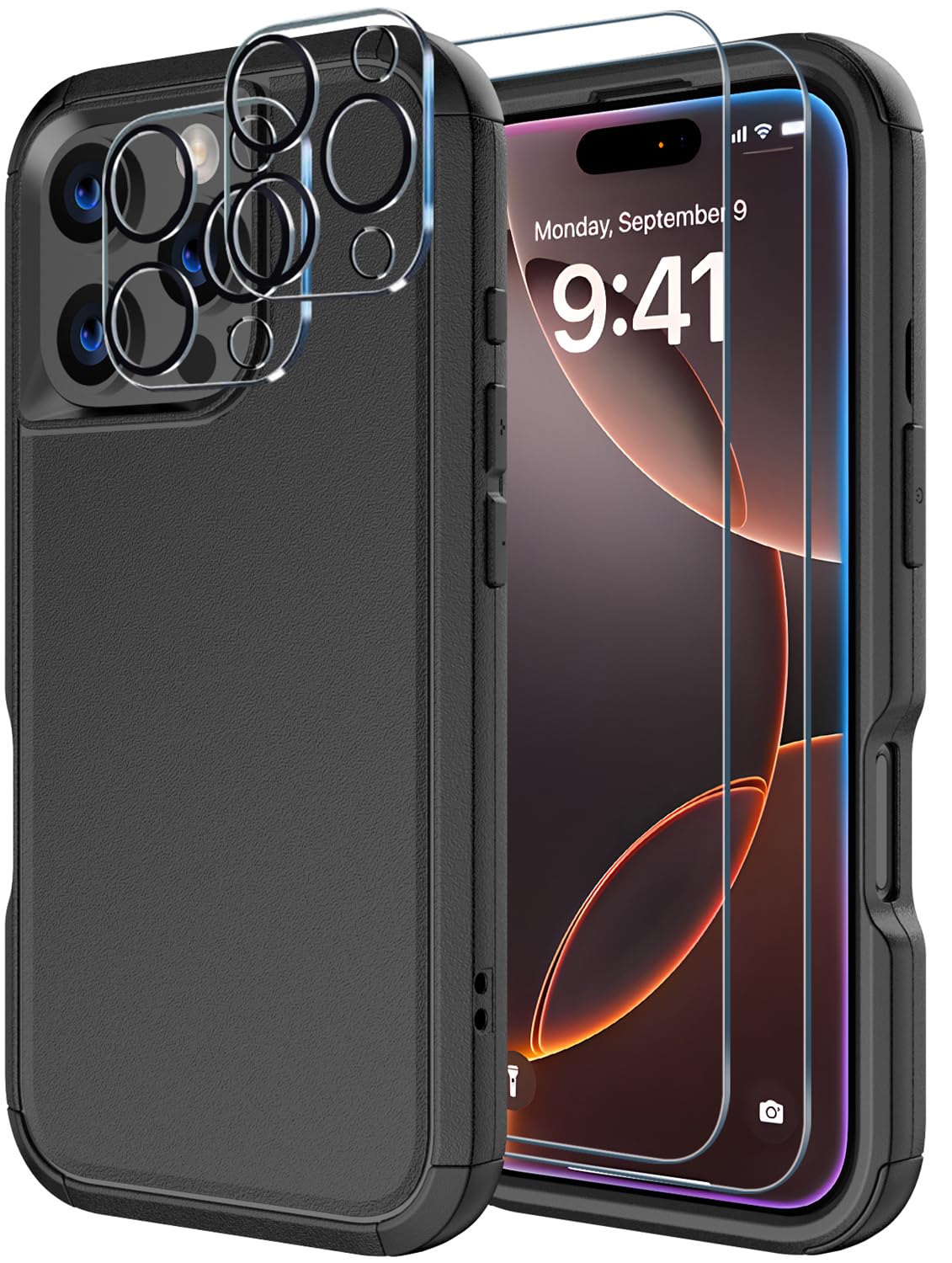Diverbox for iPhone 16 Pro Max Case [Shockproof] [Dropproof] [Tempered Glass Screen Protector + Camera Protectors] Heavy Duty Protection Phone Case