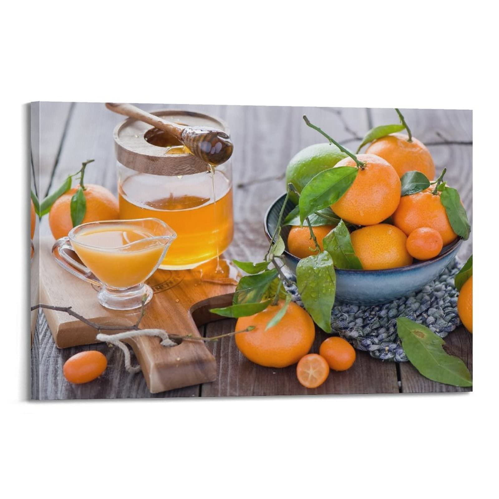 YIBIN Vitamin C in orangefarbenem Saft-Poster, dekoratives Gemälde, Leinwand, Wandposter und Kunstbild, modernes Familien-Schlafzimmer, 60 x 90 cm