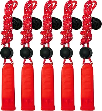 Emergency Whistle, 120db Safety Whistle Survival Shrill Loud for Camping Hiking Hunting Boating Fishing Life Vest Jacket Rescue Signaling Kids Lifeguard 5 Pack