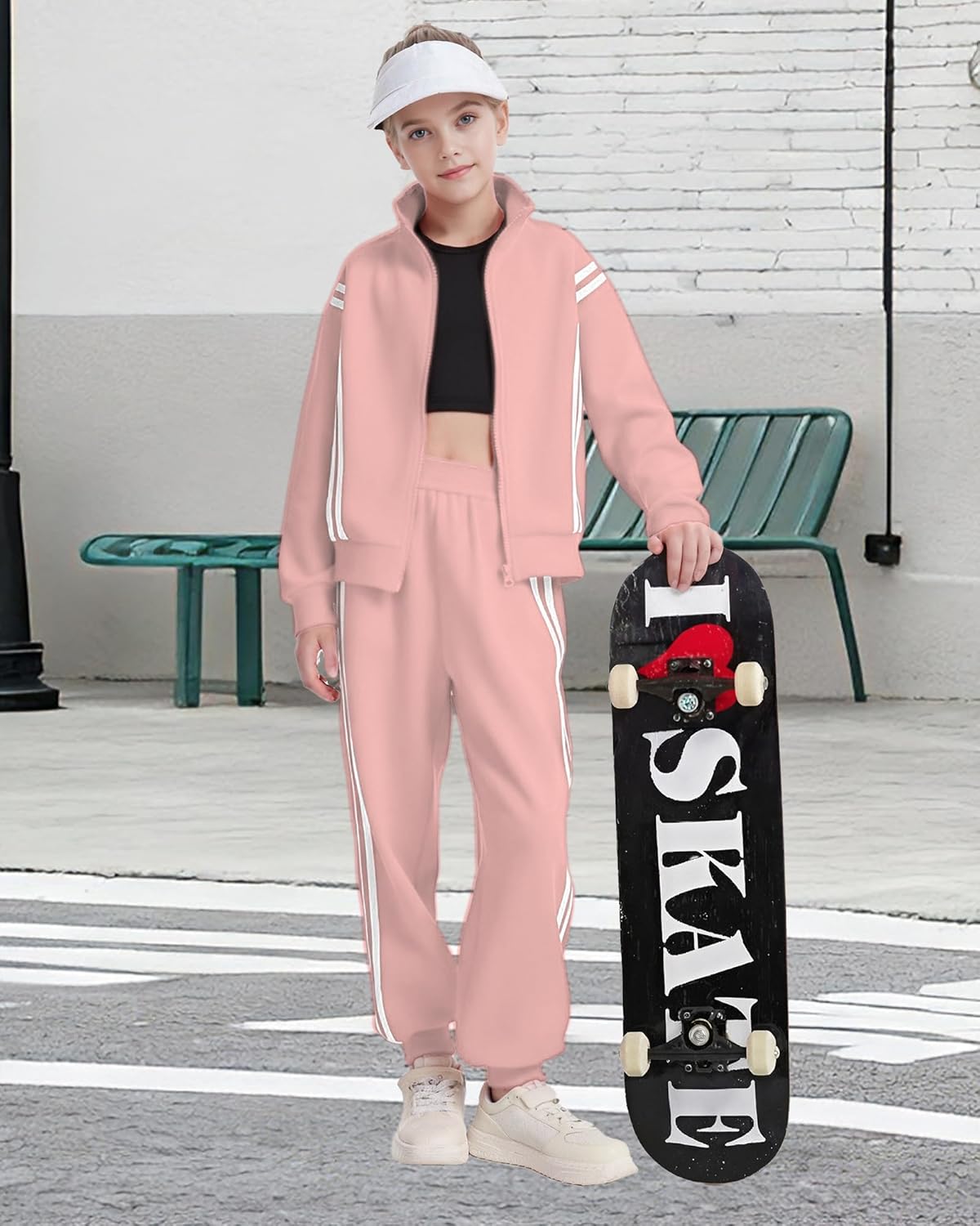 Girls Clothing Sets 2 Piece Outfits Athletic Sweatsuits Contrast Striped Jacket Jogger Sets Track Suits 5-14Y - Image 2