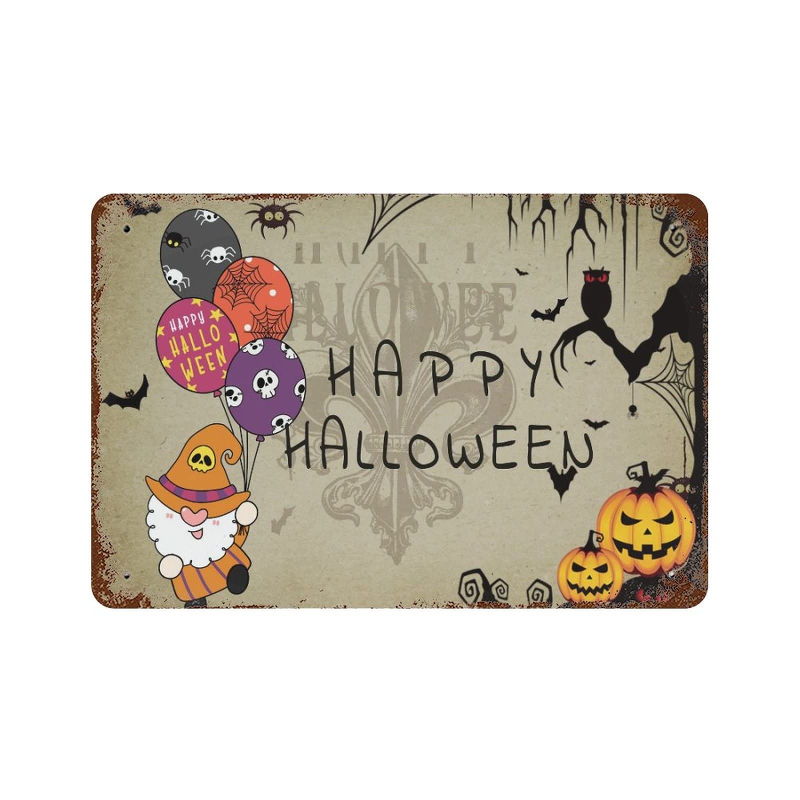 Panneau en métal Happy Halloween citrouille Jack O Lantern déco 30x45 cm