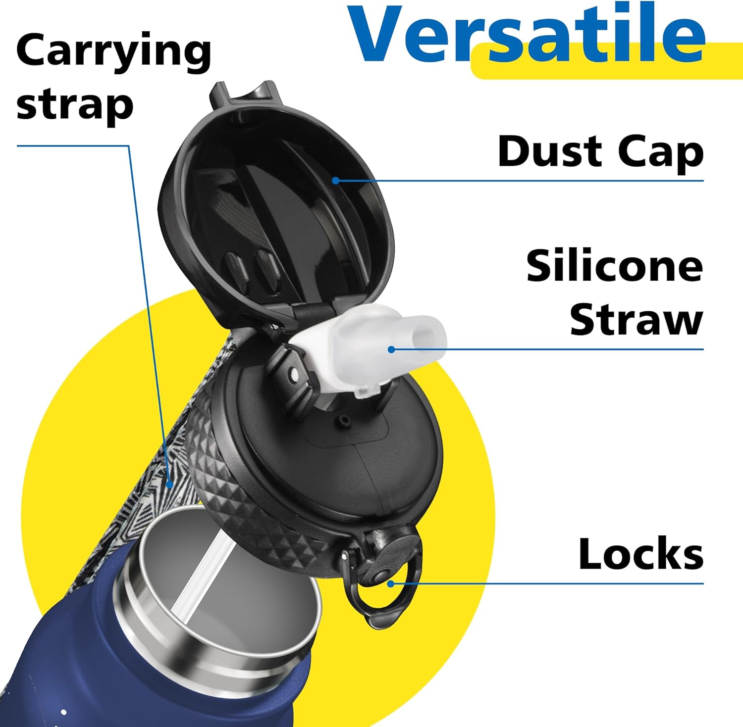 Han's Bottle Kids Water Bottle with Straw Lid - Insulated Stainless Steel Reusable Tumbler for Girls,Boys,Thermo Mug,12oz,Space Planet - Image 3