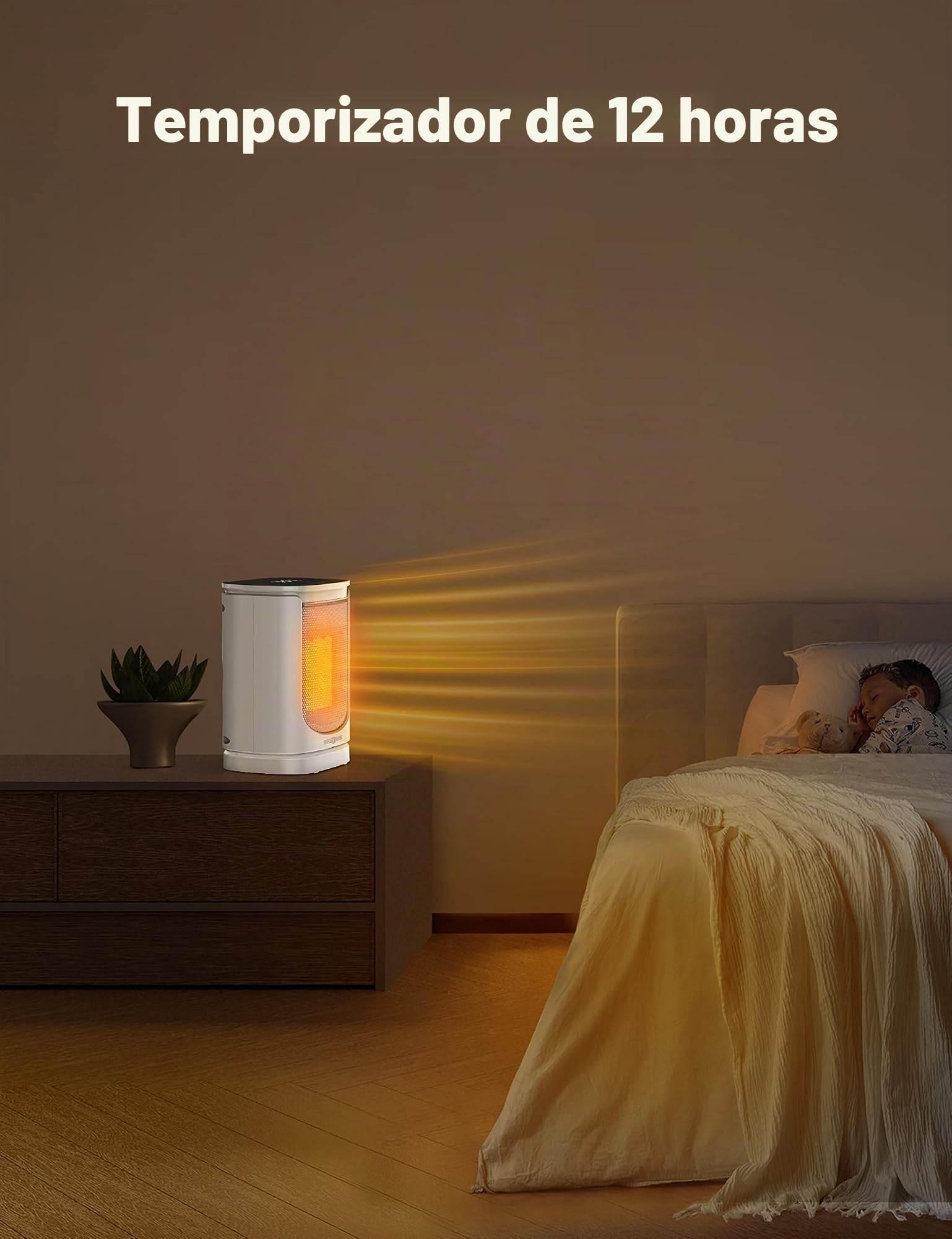 Paris Rhône Calefactor de bajo consumo, 2000 W, calefacción eléctrica, dos aire caliente y 1 aire frío 70°, protección contra el sobrecalentamiento, casa, dormitorio