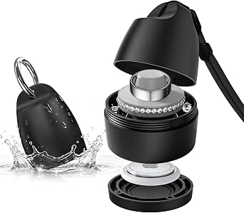 Travel Case for Oura Ring with Hidden Bottom AirTag Holder Anti-Loss, Hard Shell PC Jewelry Storage Box, Portable Keychain & Lanyard for Rings, Earrings & Small Jewelry Phantom Black