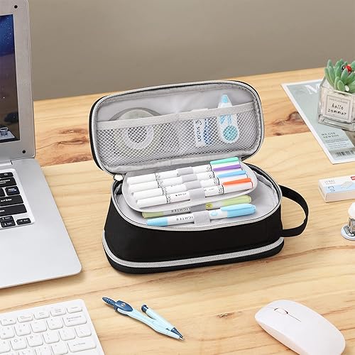 Miniatura 7 de Dugio Estuche grande para lápices para niños, adolescentes, niños, con cremallera, con asa, organizador para lápices, estuche estético para la