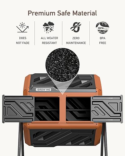 Miniatura 6 de THEGROW'ING - Contenedor de compostaje actualizado de 43 galones para exteriores, de montaje rápido, vaso de compostador de doble cámara, contenedor