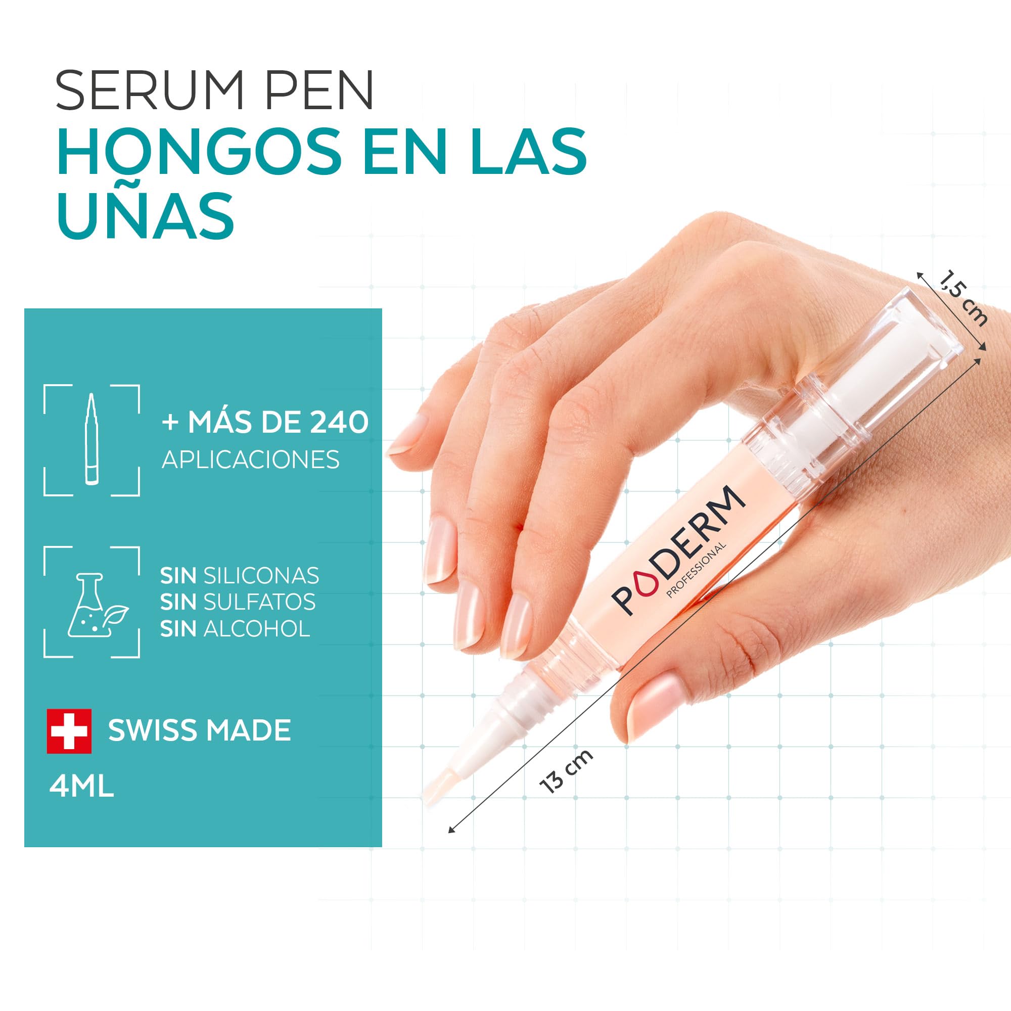 Poderm Lápiz Sérum para Hongos en las Uñas – Desarrollado por un Podólogo – Fabricado en Suiza – Supplend Lápiz para el Cuidado de Uñas de Manos y Pies – Tratamiento para Hongos y Uñas Dañadas