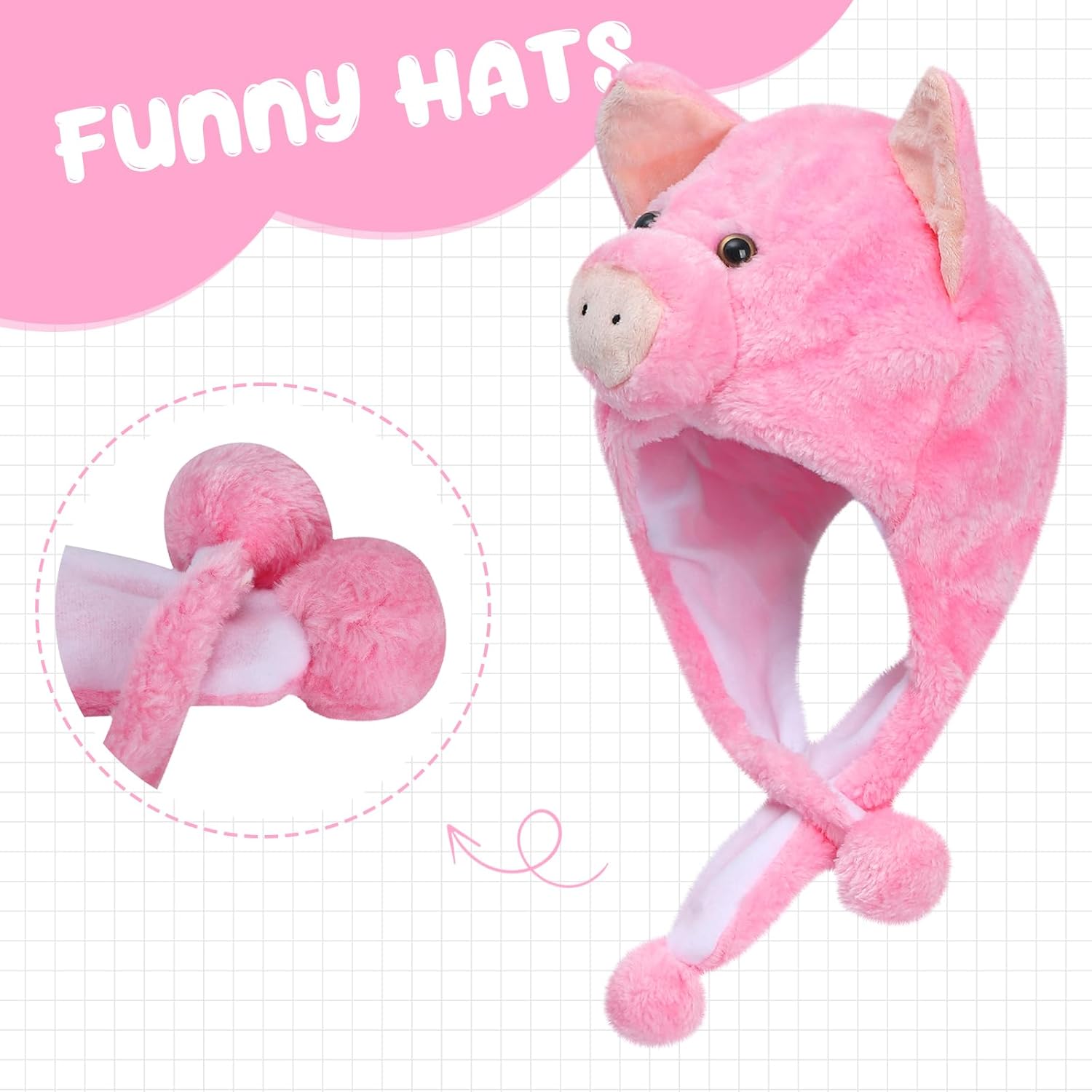 MK MATT KEELY Plush Cute Animal Hat Super Soft Hat with Ear Flaps Funny Warm Cozy Fleece Hat - Image 4