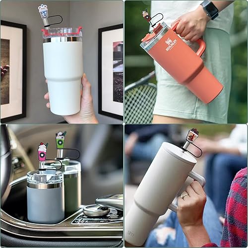 Miniatura 8 de Stanley Cup - 8 tapas de popote para copa Stanley, compatible con vasos Stanley de 30 y 40 onzas, a prueba de polvo, reutilizables, lindas tapas de