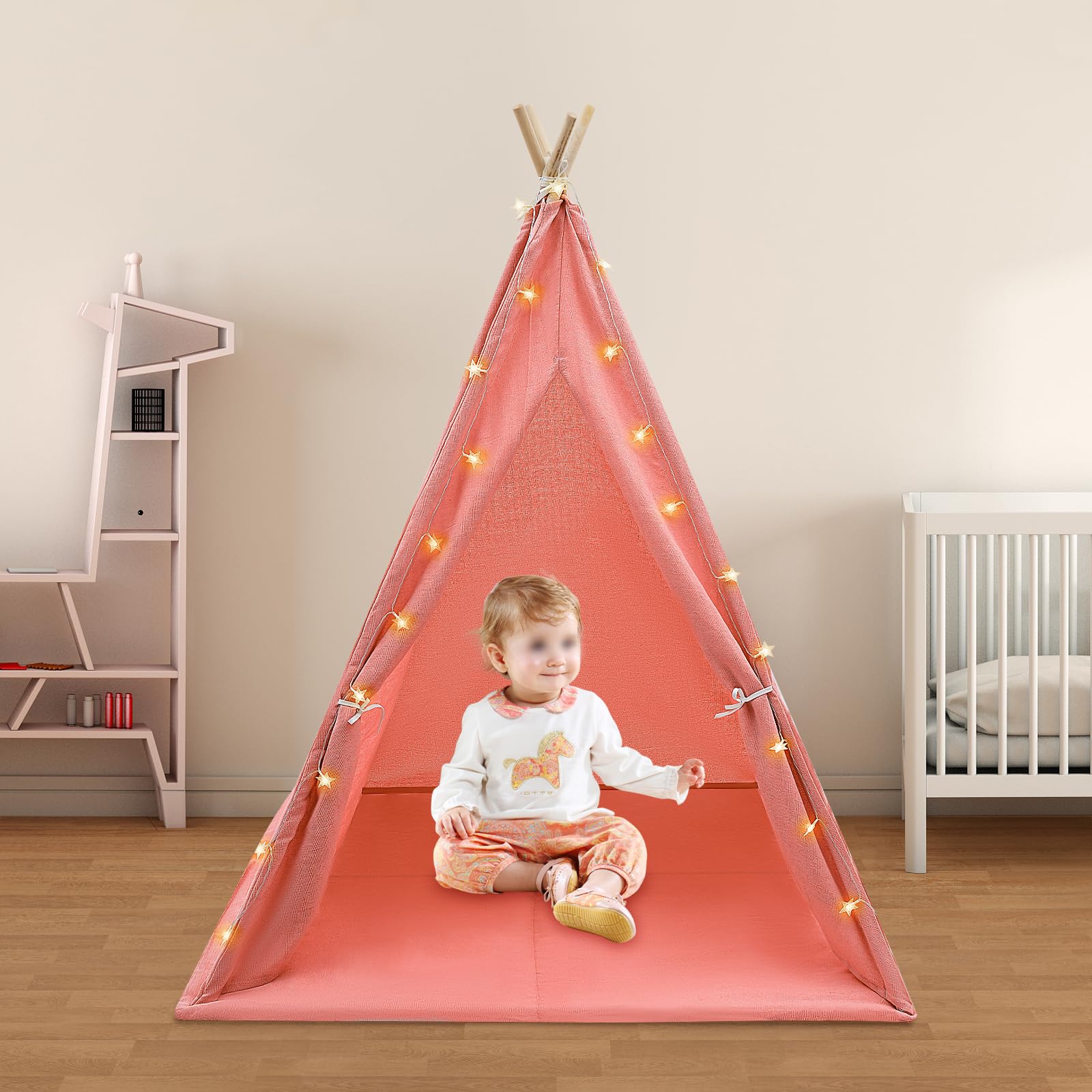 Tenda Per Bambini Pieghevole Con Tappeto E Luci Starlight: 120x120x140 Cm, Per Interni, Gioco E Campeggio, Gialla