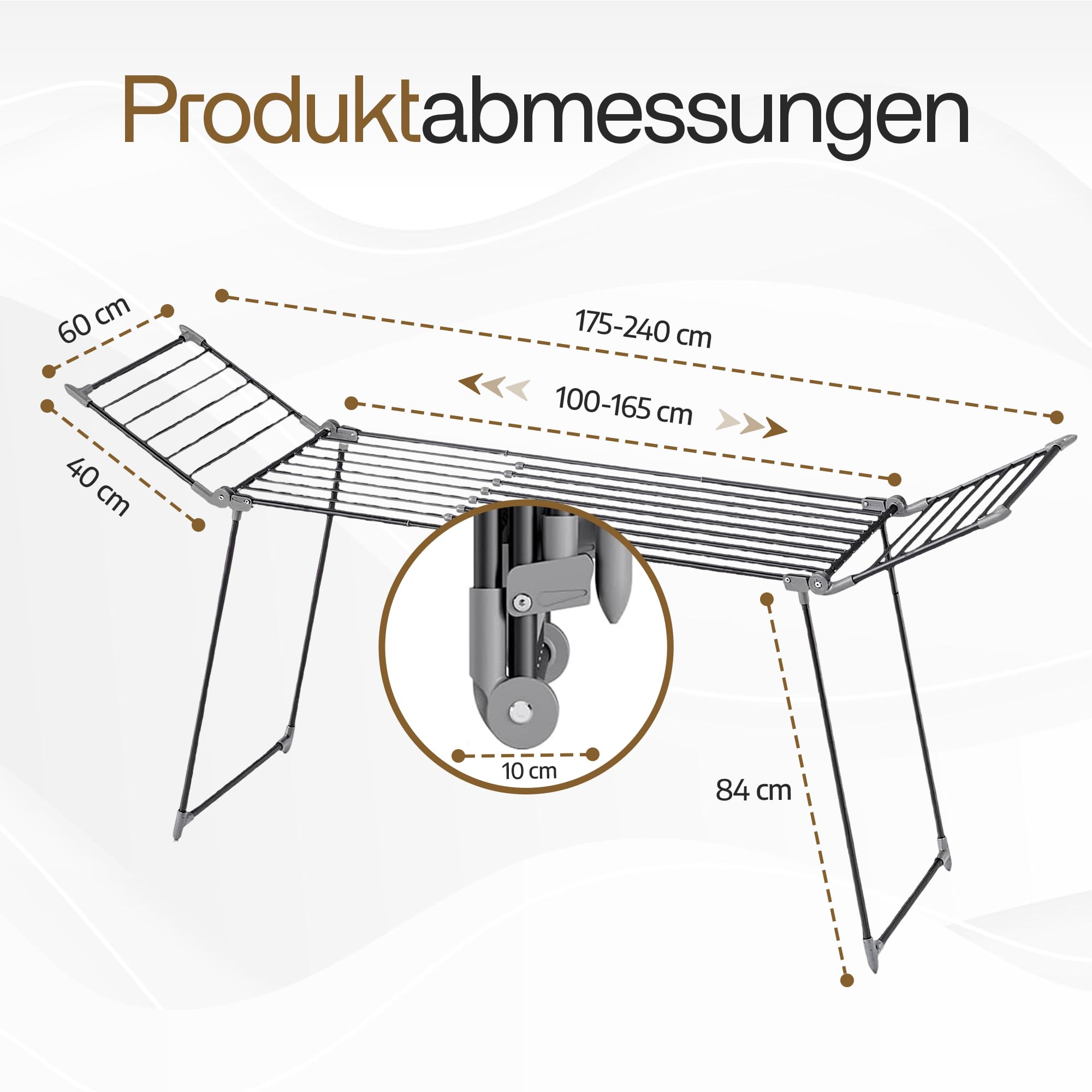 Meisterhome® Wäscheständer Schwarz – Ausziehbar & Klappbar – 25 m Trockenlänge – Stabiler Wäscheständer aus Carbonstahl – Extra Groß, Platzsparend & Belastbar bis 30 kg