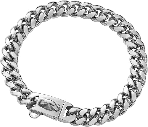 Miniatura 2 de Collar de cadena dorada para perro, collar de cadena de metal para caminar con diseño de hebilla segura, collar de cadena de eslabones cubanos