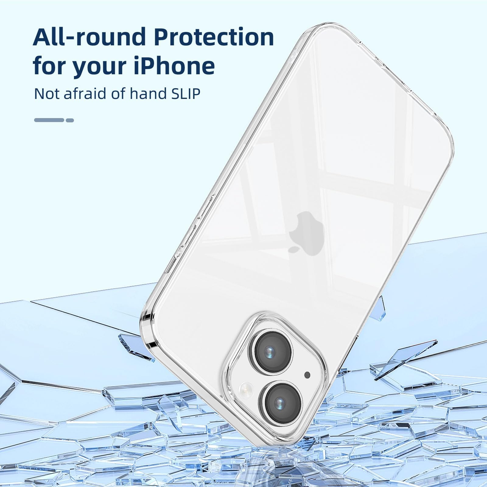 NEW'C Cover per iPhone 14 (6,1 Pollici) Gel TPU in silicone ultra trasparente e 2 × vetro temperato per iPhone 14 (6,1 Pollici), Pellicola proteggi schermo