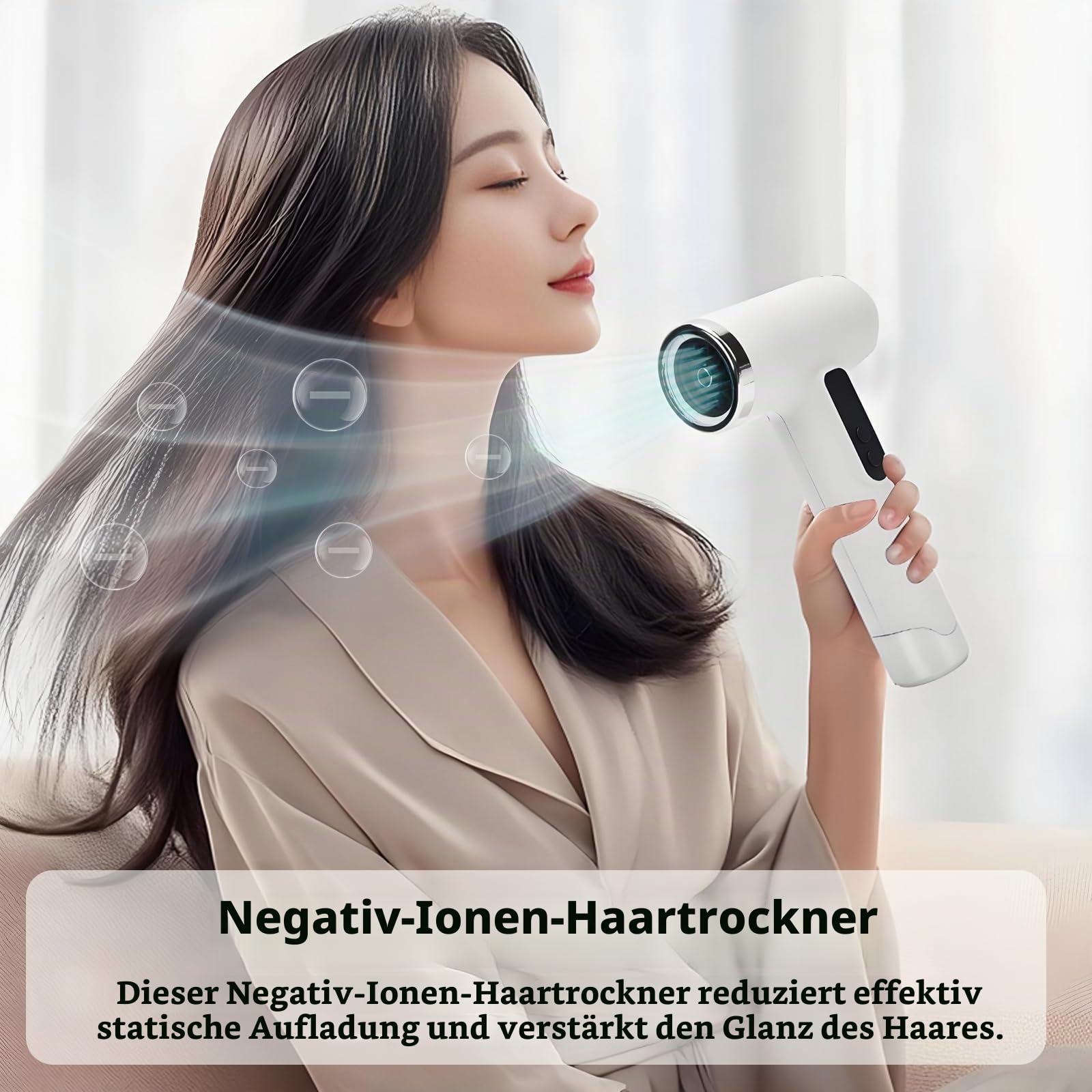 Kabelloser Haartrockner für Frauen und Männer, per USB wiederaufladbarer Reiseföhn, leiser tragbarer Fön mit Düse, 100.000 U/min, 200 W, Haarstyling-Geräte für Wohnheim, Reisen