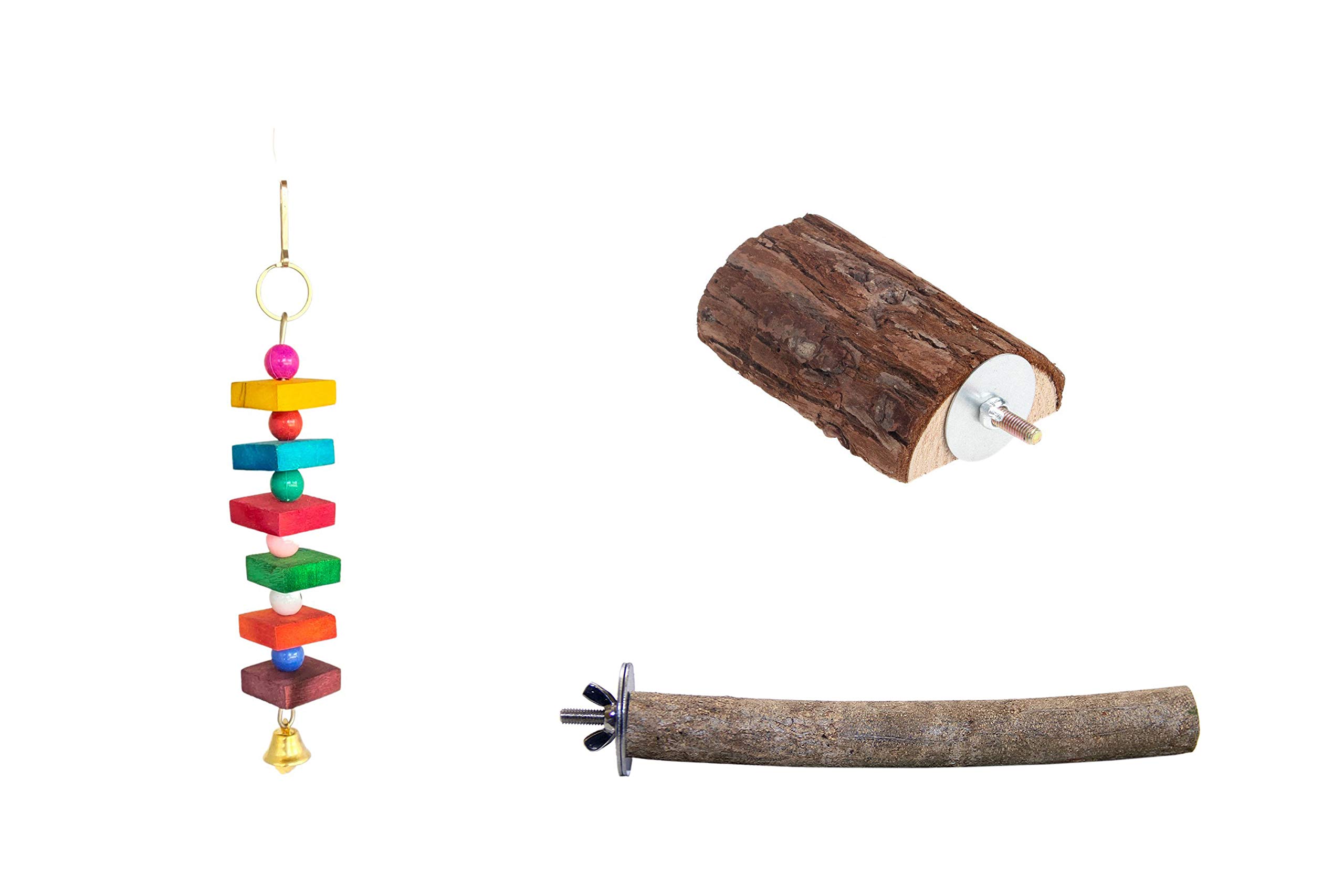 KSK 3 Pack Parrot Bird Chew Toy with Bell, Parrot Bird Chew Toy Perch for Small Bird (B08X36ZKW8) Amazon Price History, Amazon Price Tracker