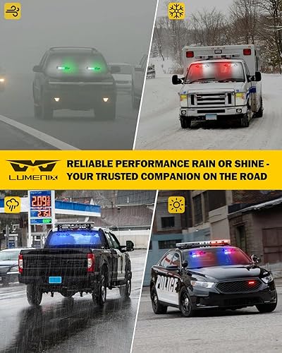 Miniatura 6 de LUMENIX Luces estroboscópicas LED blancas y verdes de emergencia de aluminio de alta intensidad para advertencia de tráfico, barra de luz